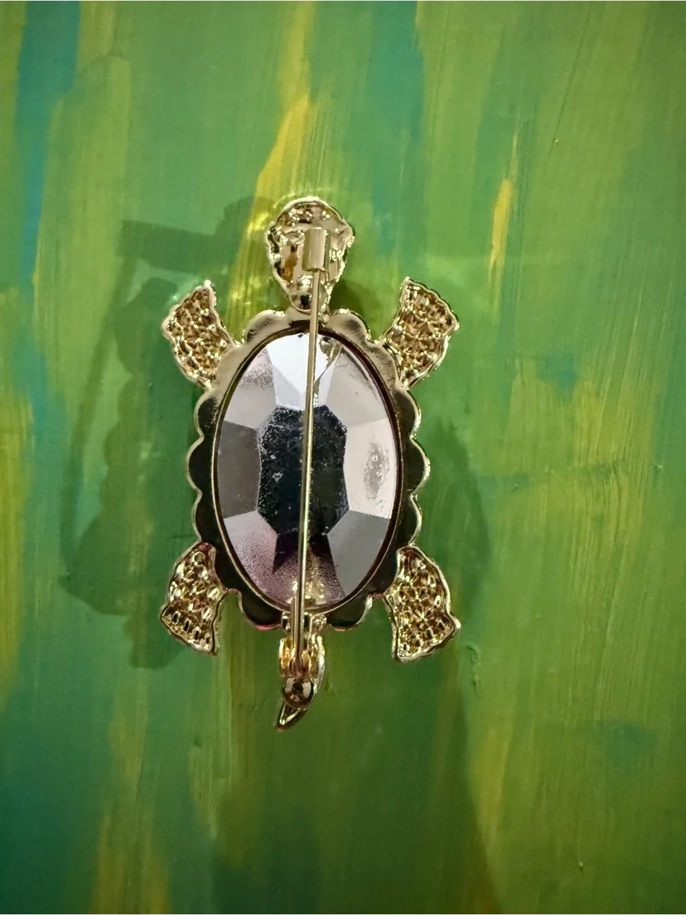 Pink Crystal Turtle Brooch